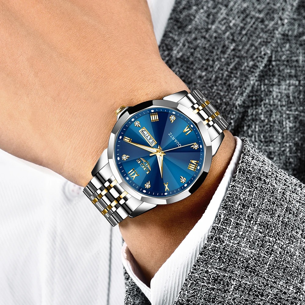 LIGE New Fashion Date Coppia Orologi 30M Impermeabile Luminoso Regalo di San Valentino Orologio in acciaio inossidabile Uomo Donna Orologio al quarzo