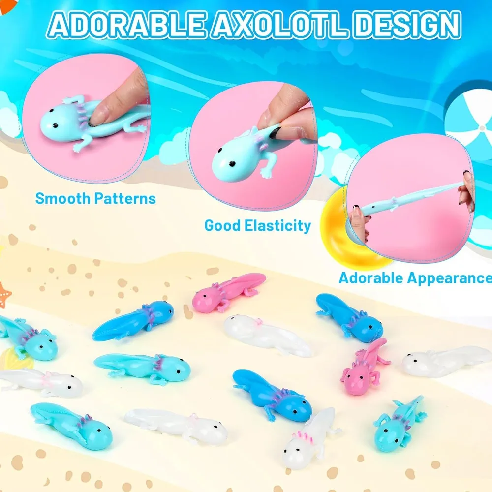 4 pçs elástico axolotl estilingue alívio do estresse brinquedos para crianças adultos, lançamento sensorial festa favores tdah autismo ansiedade presentes