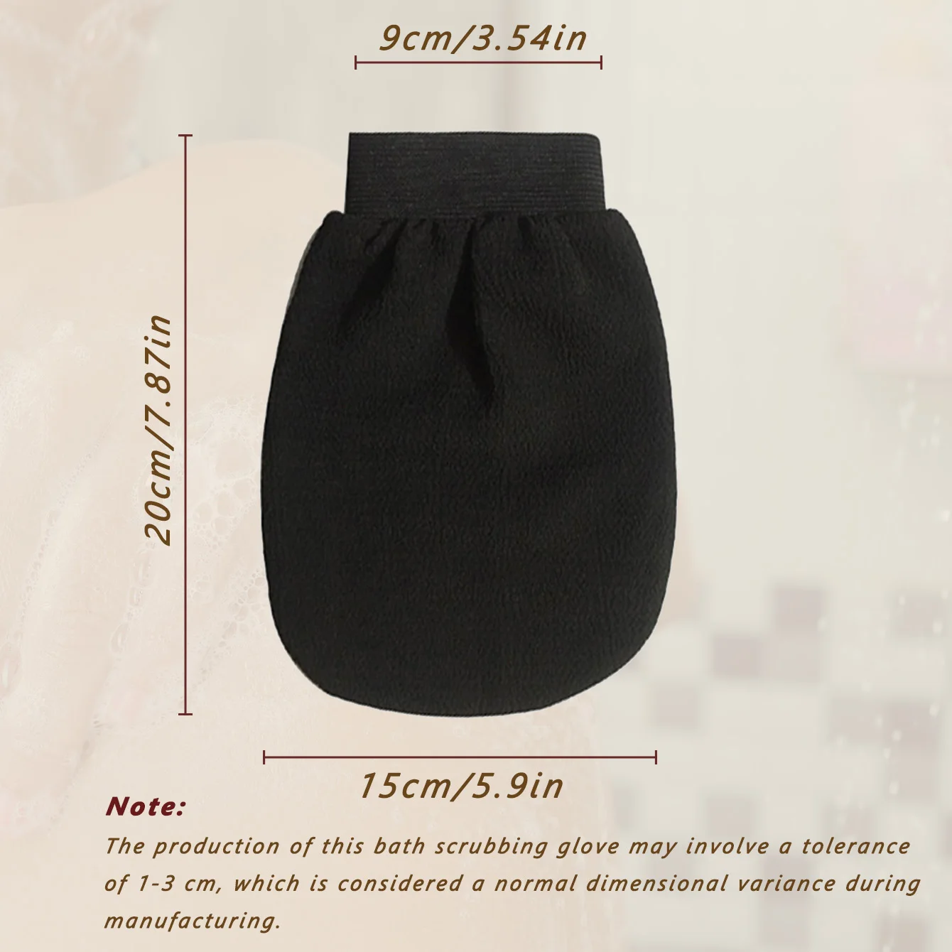 Black Exfoliating bath mitt, 2 Pieces Reusable Quick-Drying Polyester Fiber Material Body Massage Cleansing Bath Glove For Daily