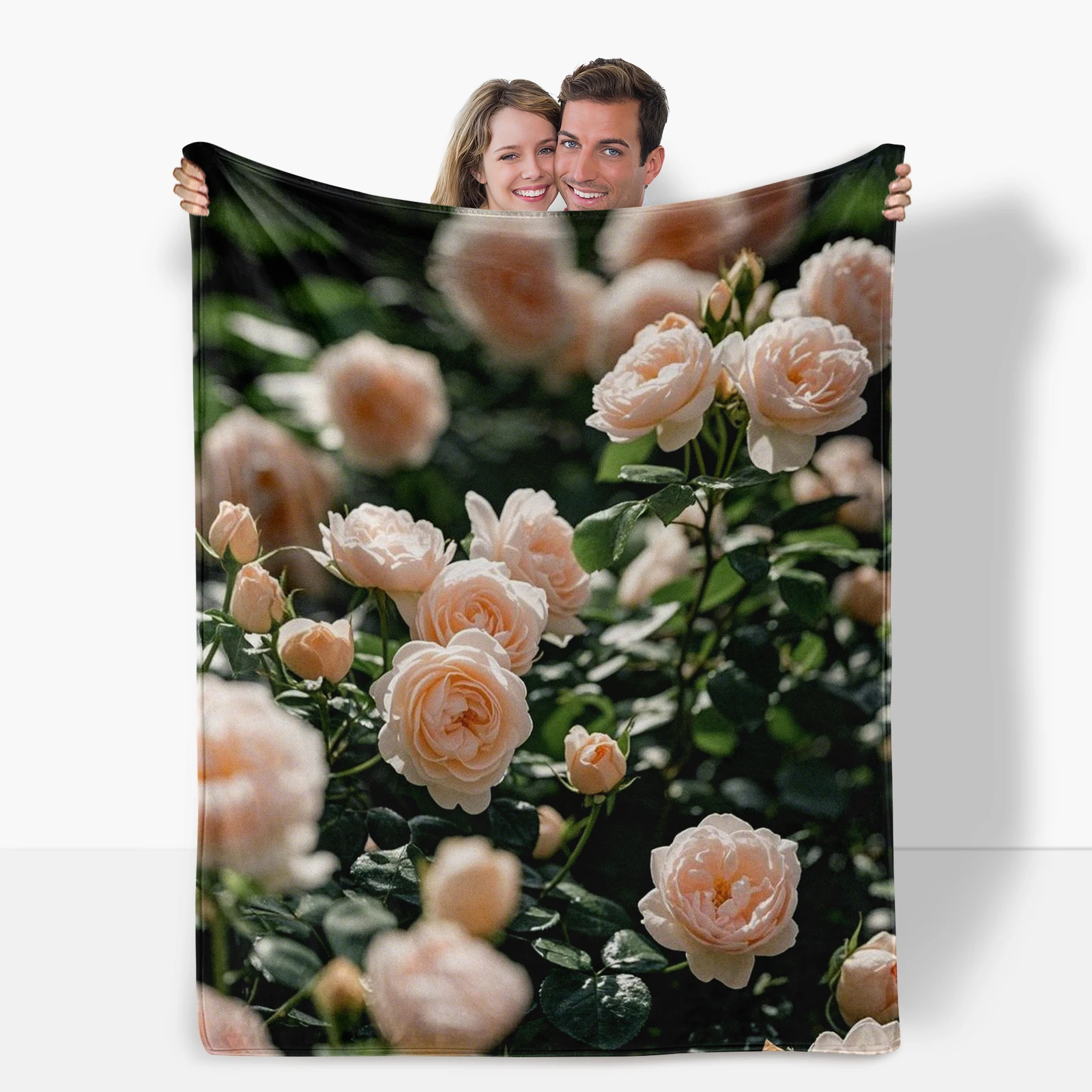 Exquisite Pale White Rose Design Blanket Captures Hearts With Its Artistic Style And Comfort