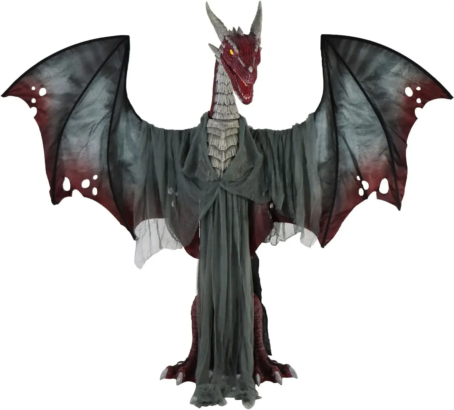 6-Ft. Tall Brimstone Dragon, Motion-Activated Halloween Animatronic for Indoor or Covered Outdoor Creepy Halloween Decorations,