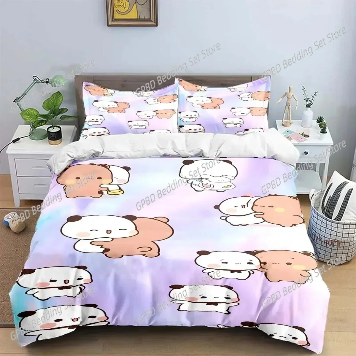 Cartoon  B-bubu Wallpaper Digital Comfortable Duvet Quilt Cover Pillowcase Bedding Set Children Bedroom Decoration Home Textilet