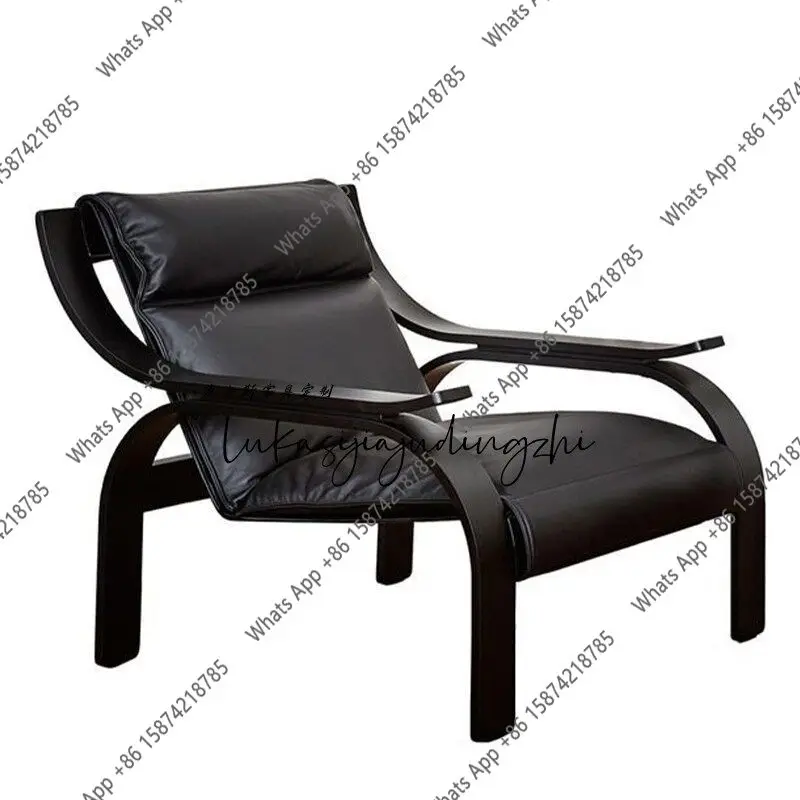 Italian light luxury solid wood single armrest lounge chair designer creative model room balcony hotel single lounge chair