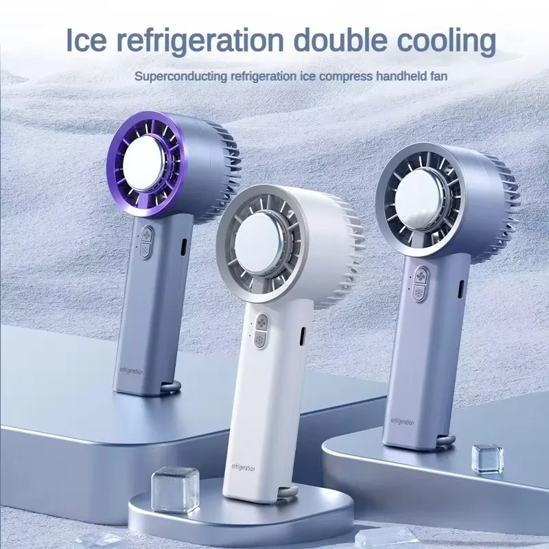 Ice Compress Mini Fan USB Rechargeable Handheld Semiconductor Refrigeration Portable Small Charging Turbo Fan Air Conditioner