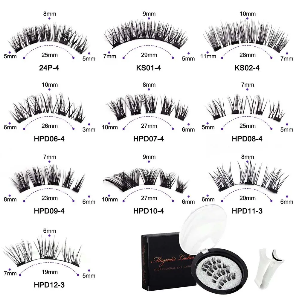 Magnetic Magnetic False Eyelashes Glue Free Reusable Magnetic Eyelashes with Clip Individual DIY False Eyelash Clusters Girls