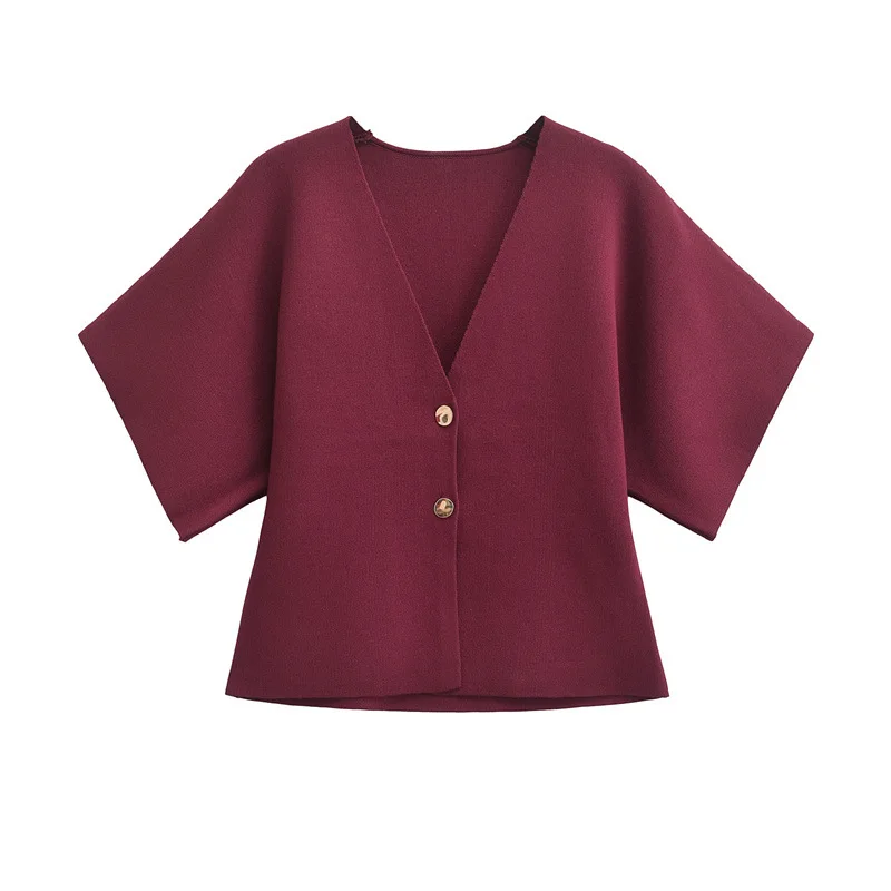 Eleganter Kurzarm-Pullover für Damen 2026 Neu Einreihige Lässige Strickjacke Mantel Gestrickte Oberbekleidung Damenmode