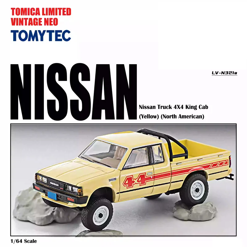 TAKARA TOMY-Camión de juguete TOMYTEC de 1/64 TLV-N320a/321a, camión Nissan 4X4, camión Datsun 4WD, Rey, cabina AD, Motor de juguete de aleación,