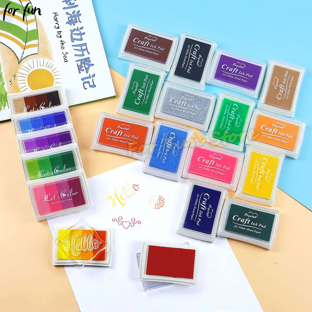 

For Fun DIY Color Ink Pad for Stamp Album Scrapbook Paper Decoration Rubber Wooden Seal Inkpad Finger Painting School Stationery