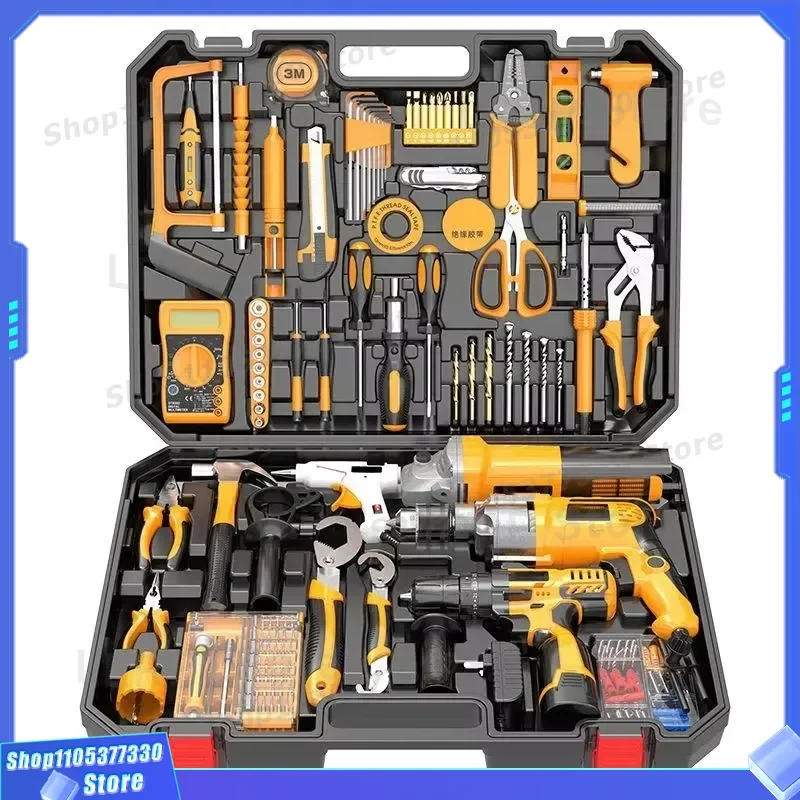 Cordless Electric Drill Set with Manual Wrench and Plastic Pick Complete Hardware Power Tool Combination Kit in Durable