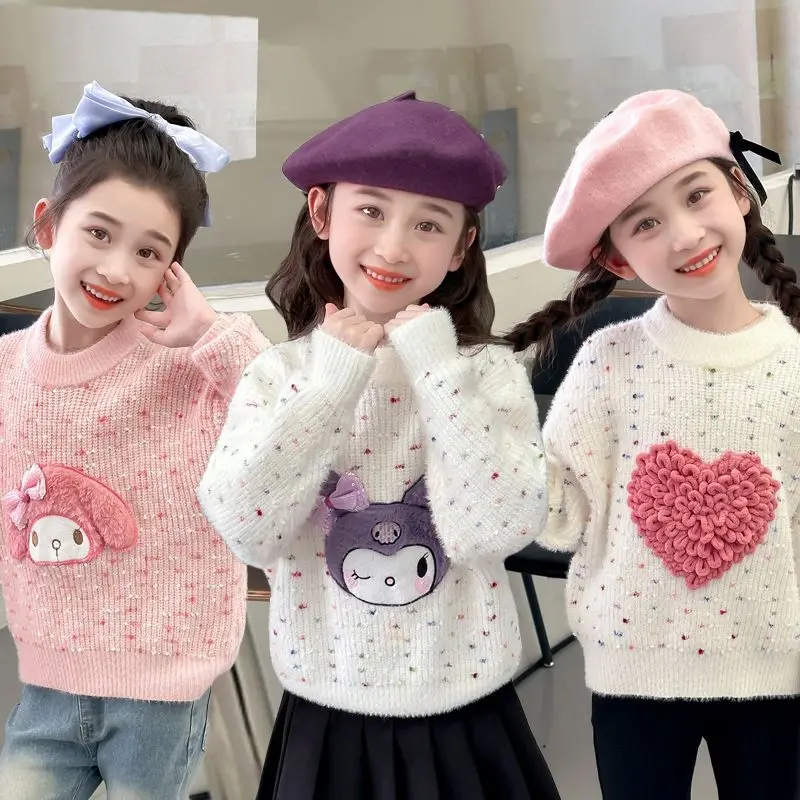 

2-13Years Toddler Kids Knitted Sweaters for Girls Cute Cartoon Pullover Sweater Coat Infant Fall Outwear Tops3 4 5 6 7 8 9 10 11