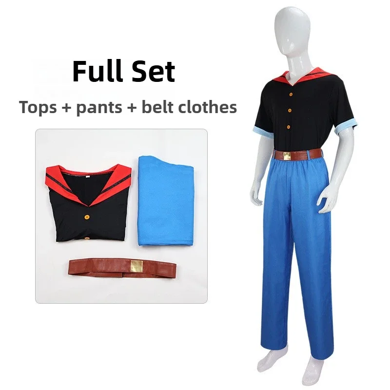 Popeye the Sailor Popeye Costume Popeye Cosplay Costume Top Pants Outfits Adult Male Halloween Carnival Role Play Uniform