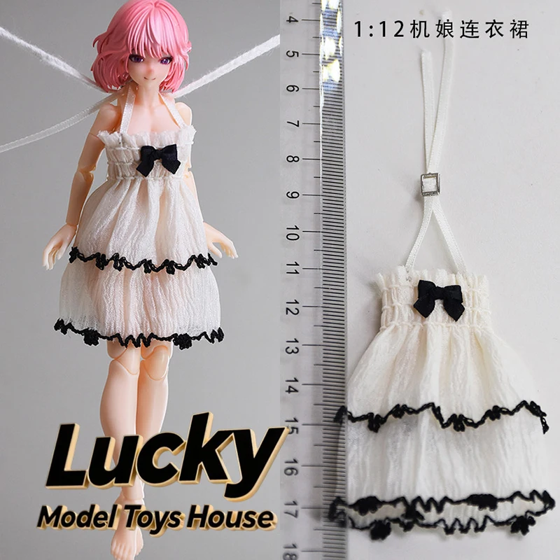 

1/12 Mobile Suit Summer Cute Style Black White Lolita Evening Dress Toys Clothes Accessory For 6" Female Soldier Body Decoration