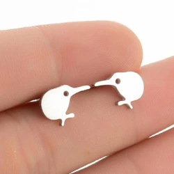 1 pair Cute Kiwi Bird Earrings For Girl Kids Stainless Steel Animal Tiny Small Stud Stylish Jewelry Personality Gift oorbellen
