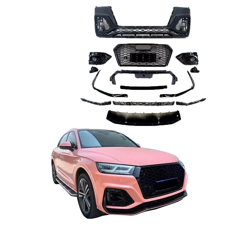 

For Q5(models 18-20) Upgraded RS Q5 Front Bumper Q8 Rear Bumper Exhaust Body Kit Surround