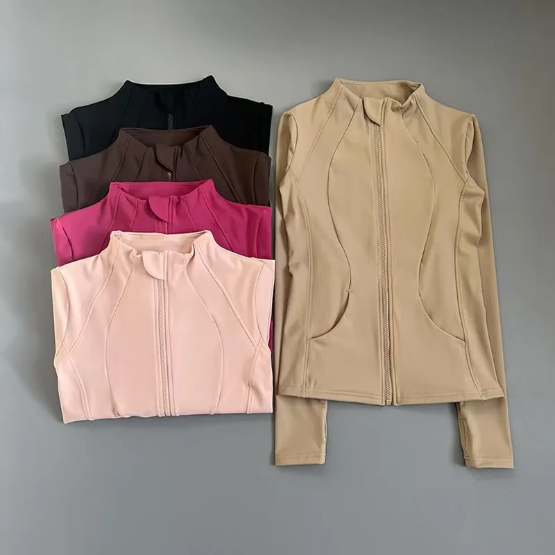 

Women's Quick Dry Sports Jacket Stand Collar - Slim Fit Long Sleeve Zipper Top for Yoga Running Cycling Breathable Wear S M L XL