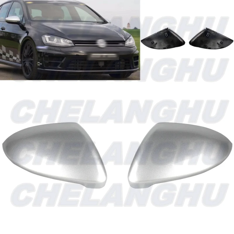 

car accessories For For VW Golf 7 7.5 2013 2014 2015 2016 2017 2018 2019 2020 Pair Left+Right Silvery Painted Mirror Cover Cap