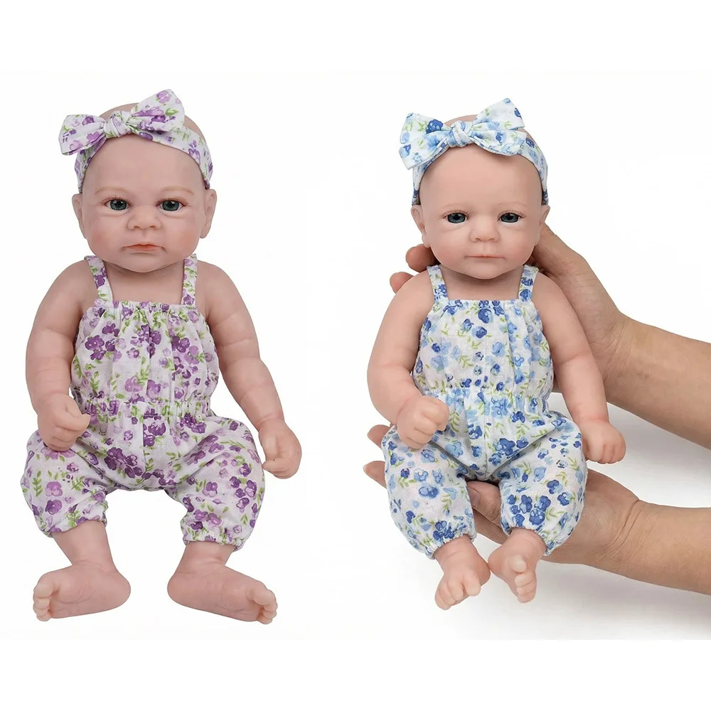 12" Full Solid Silicone Baby Doll Reborn Felicia/Elijah Mini Cute Dolls Elastic Strechable Reborn Dolls Gift Toys Collection