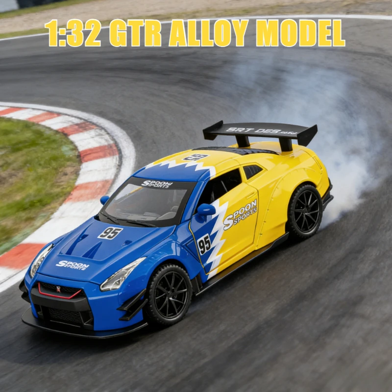 1:32 GTR R35 سيارة رياضية سبيكة محاكاة نموذج Diecasts لعبة معدنية نموذج سيارة جمع هدية