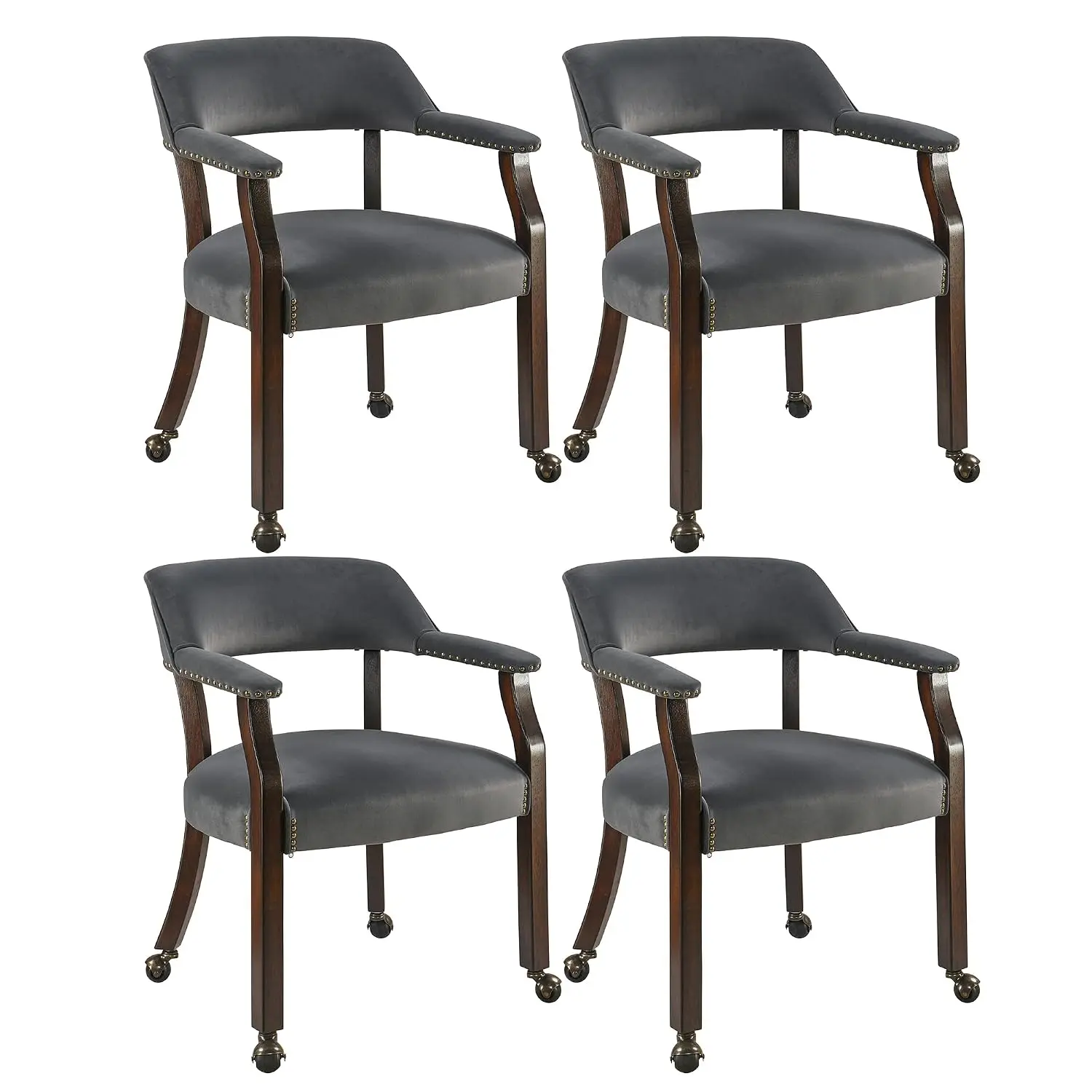 Large Dining Chairs with Casters & Arms, Rolling Ergonomic Office Chair for Elderly, 26