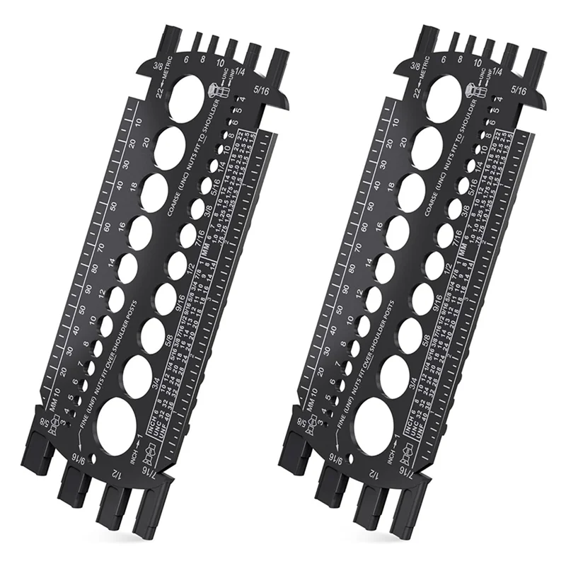 Болт PORK-2X (метрический и SAE), размер болтов для быстрого определения гаек и болтов, инструмент для измерения пластиковых болтов, черный
