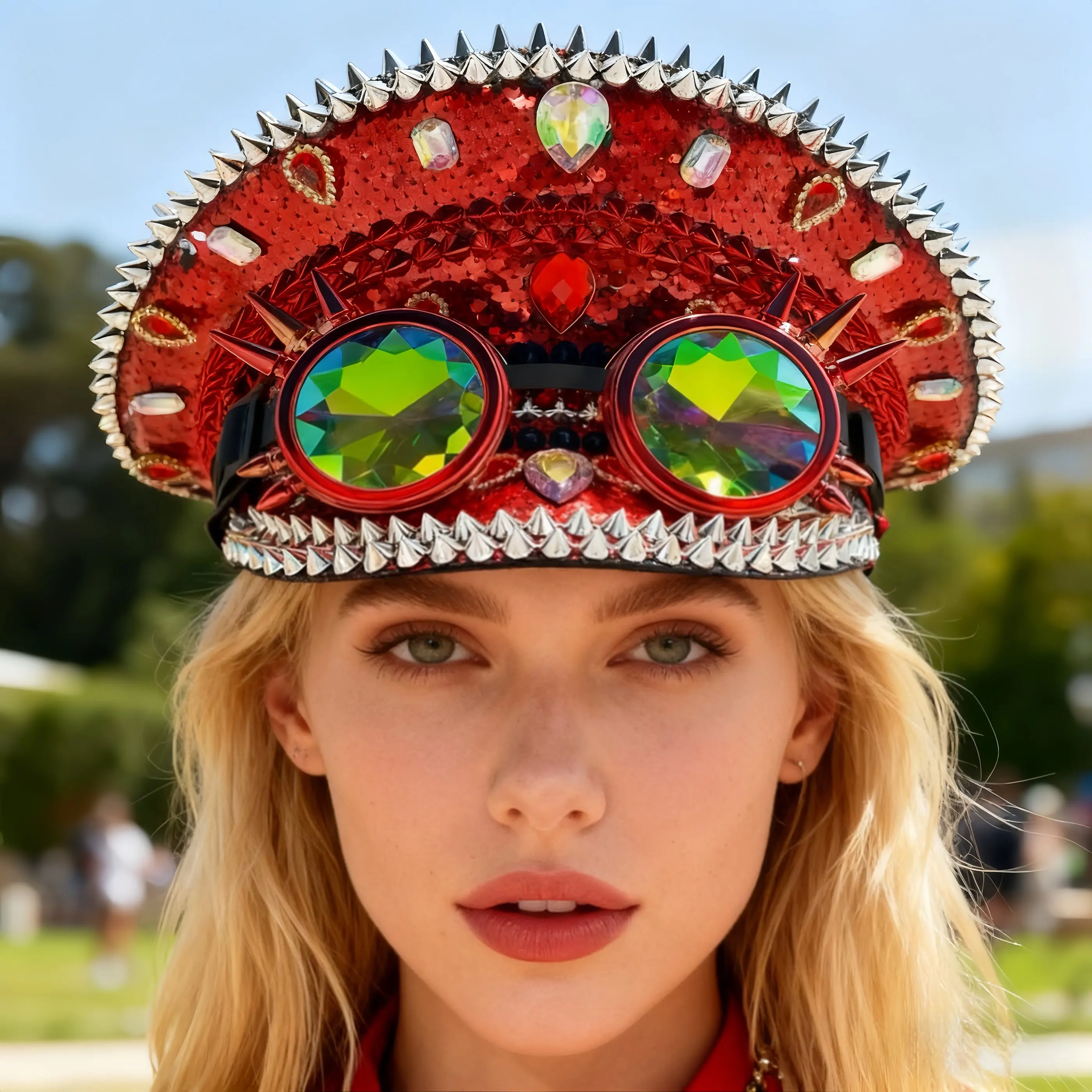 قبعة Steampunk Captain حجر الراين مع نظارات لحرق الرجل مهرجان المرأة، الملحقات العسكرية وقبعة للرجل #1