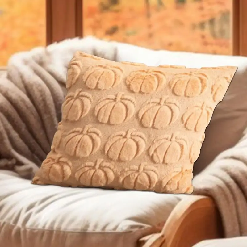 Pumpkin Fall Pillow Covers 45 X 45 Cm Throw Pillow Covers Soft Plush Pillowcase for Home Sofa Couch Halloween Decor