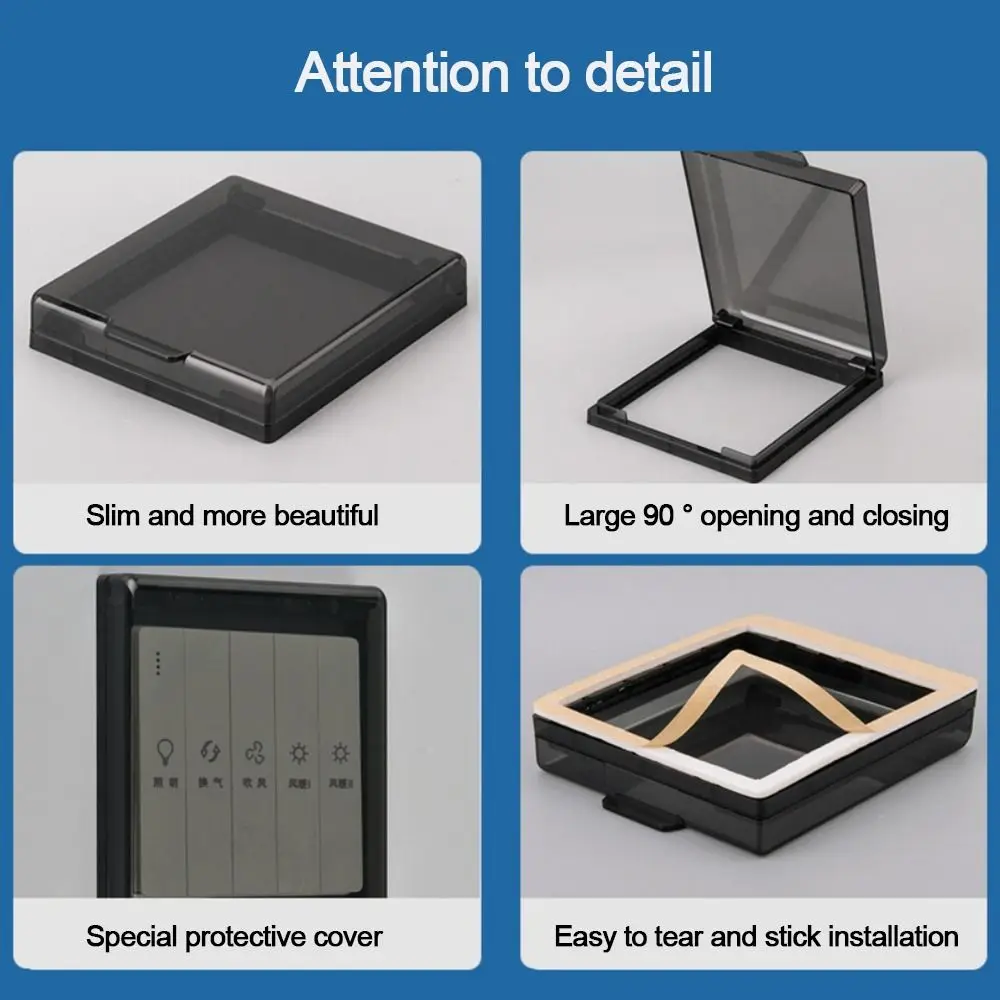 Wall-mounted Switch Protective Cover Self-Adhesive 86 Type Socket Waterproof Box Plastic Electric Plug Cover Bathroom