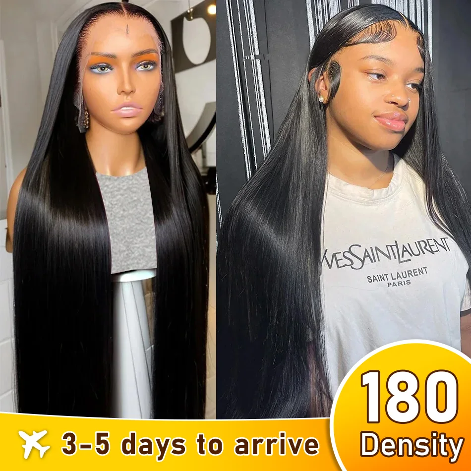 30 40 Inch Bone Straight 13x6 HD Transparent Lace Frontal Wigs Human Hair Glueless 180 Density 13x4 Lace Front Wigs For Women