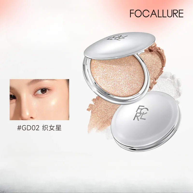 FOCALLURE Shimmer Face Bronzer Highlighter Palette Naturalny rozjaśniający perłowy proszek prasowany Brokat do twarzy Kosmetyki do makijażu