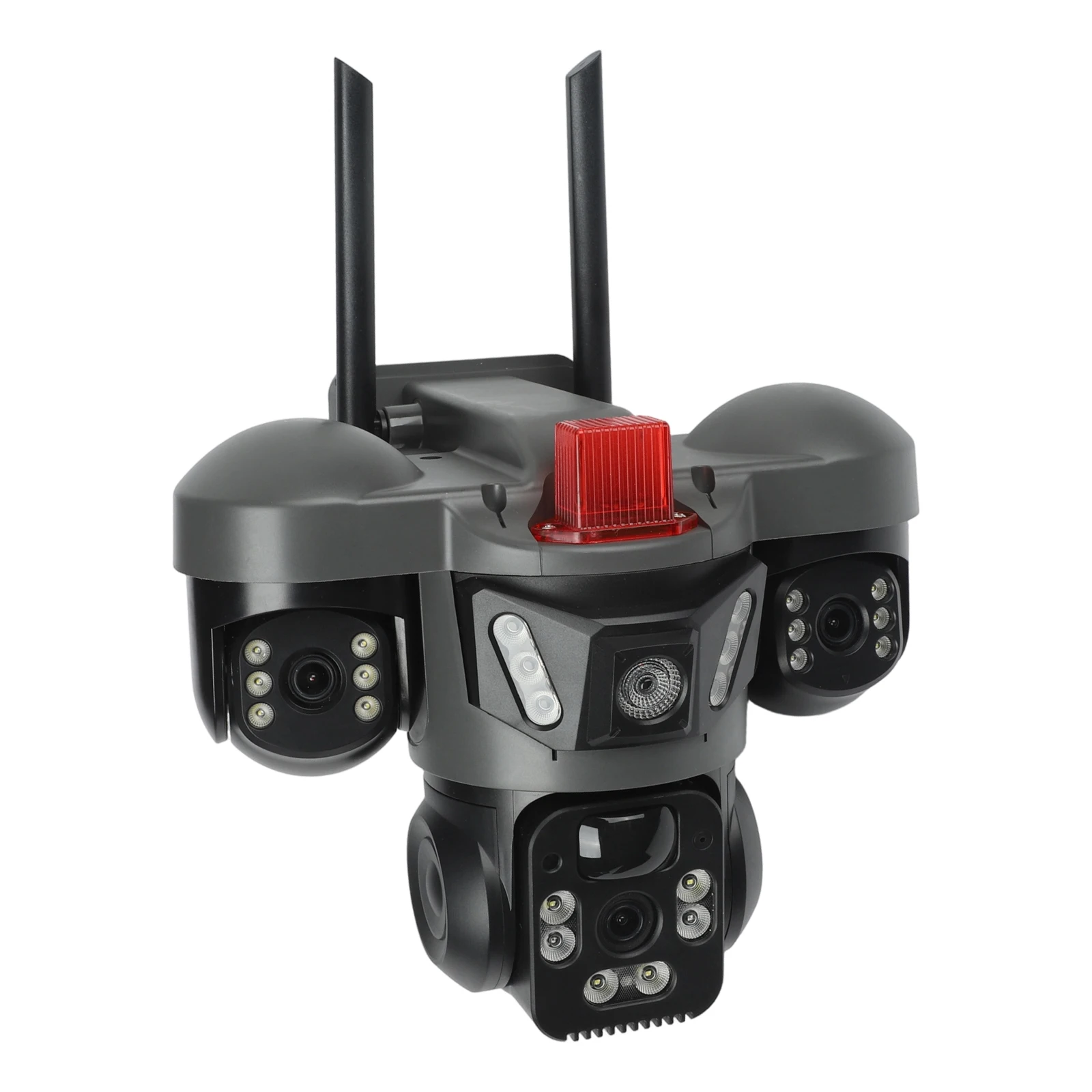 1pc 360° 4K Solar Security Three Lens Camera With Dual Detection ABS 2560*1440P Solar Security Cameras Security Protection