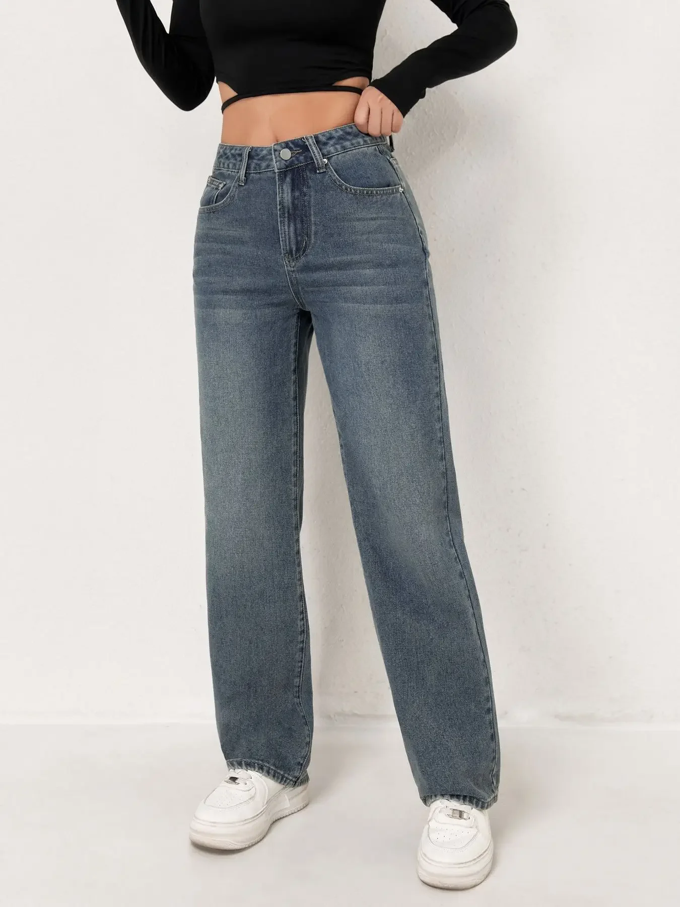 

Trendy Womens Jeans Vintage Baggy Jeans Loose Wide Pants Retro High Waist Casual Denim Trousers For Ladies Fashion