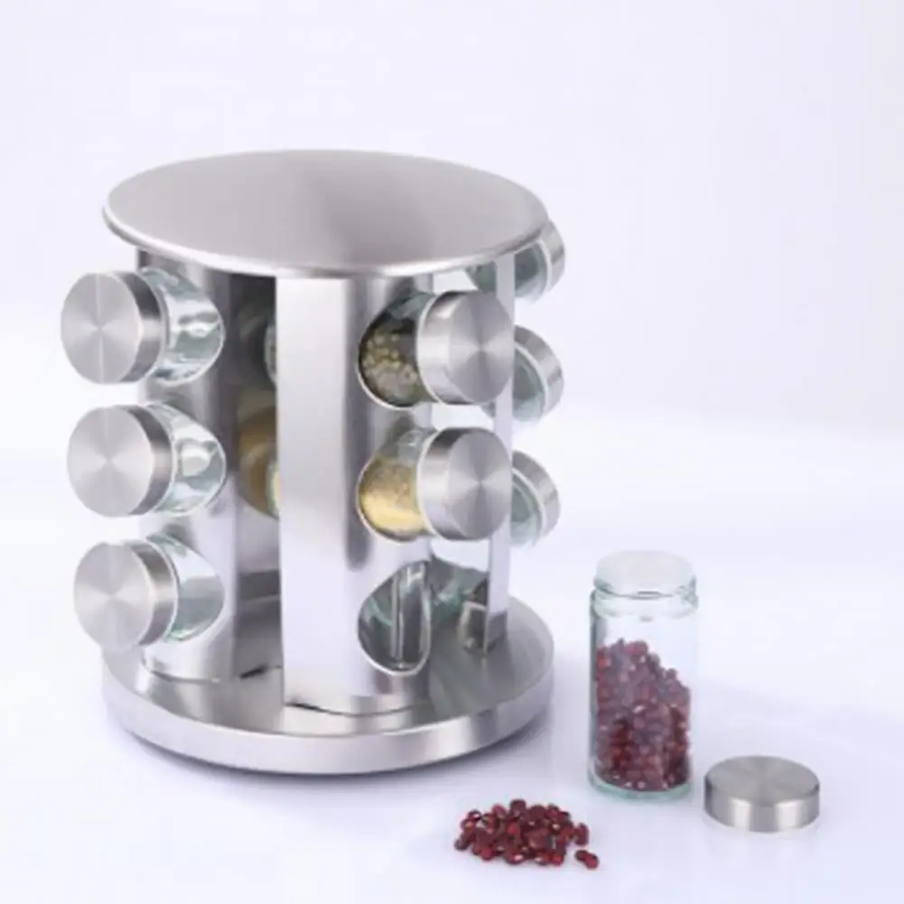 1 Set Fashion Pepper Pot Waterproof Spice Bottle Good Sealing Condiment Container with 2/3 Layers Rotating Stand  Storing