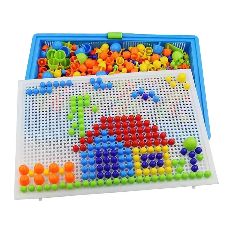 Mushroom Nails Pegboard Creative Educational Peg Puzzle Toys Creative Learning 3D Jigsaw Toys Puzzle Game For Birthday Christmas