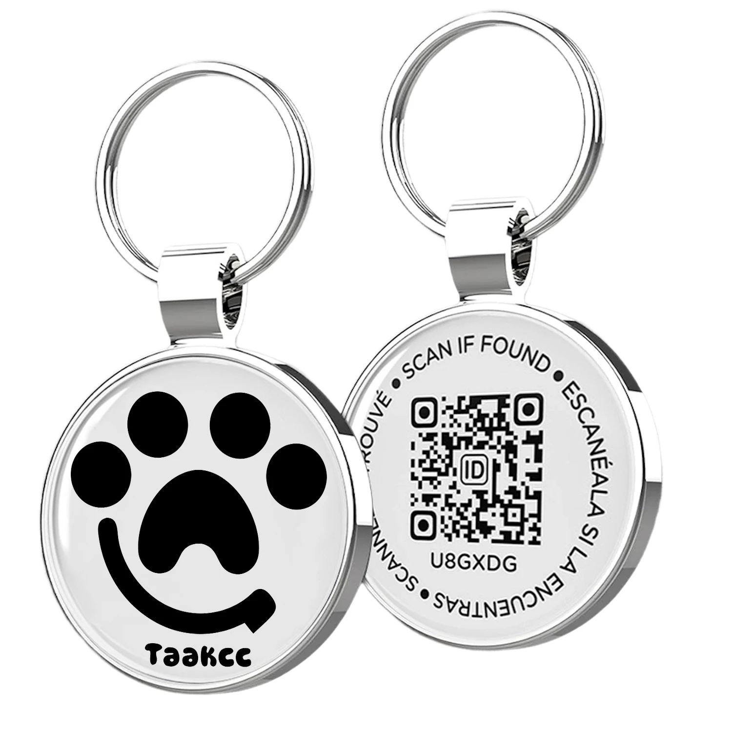 Etiqueta para animais de estimação QR ID, etiqueta de metal para cães com código QR, alertas de digitalização em tempo real, registro de perfil para animais de estimação, sem assinatura ou taxas