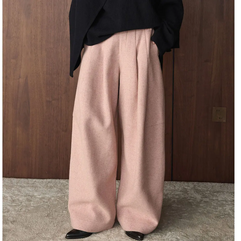 

Высокое качество, 50% шерсть, женские осенне-зимние теплые длинные брюки с высокой талией, широкие винтажные брюки, женская одежда, брюки