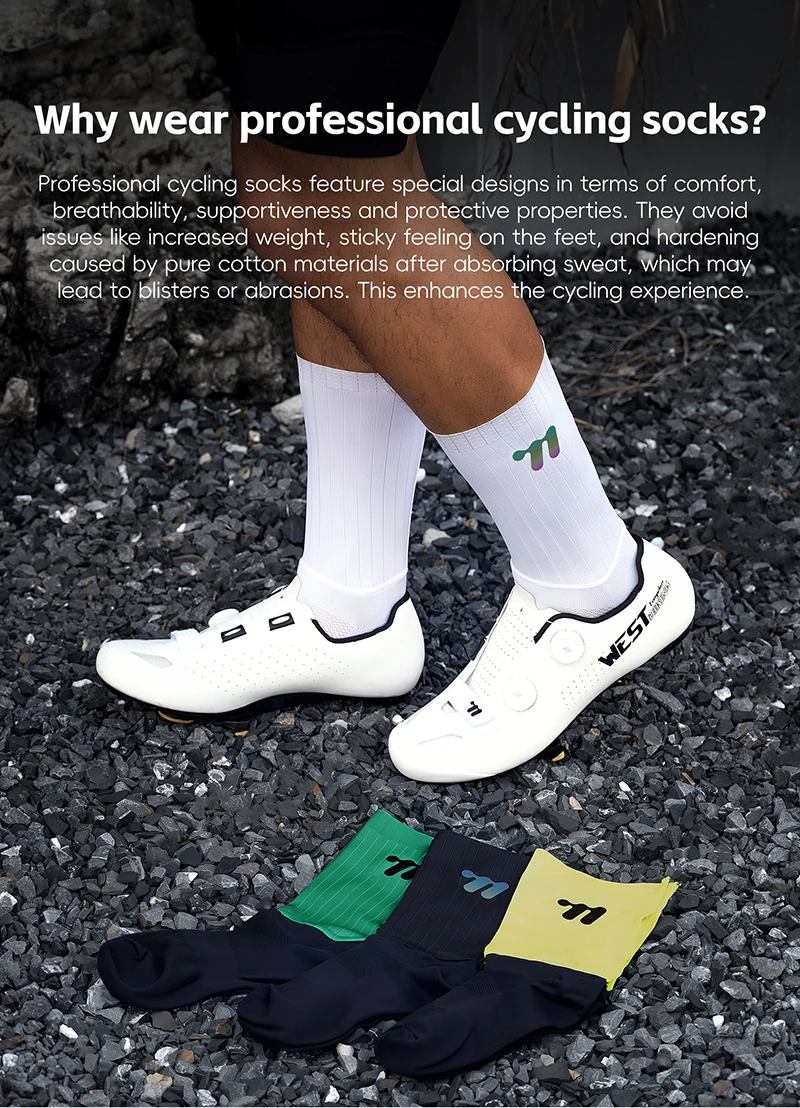 WEST RADFAHREN Sommer Aero Socken Whiteline Radfahren Socken Anti Slip Silikon Männer Fahrrad Sport Laufen Fahrrad Socken Calcetines Ciclismo – Detail 4