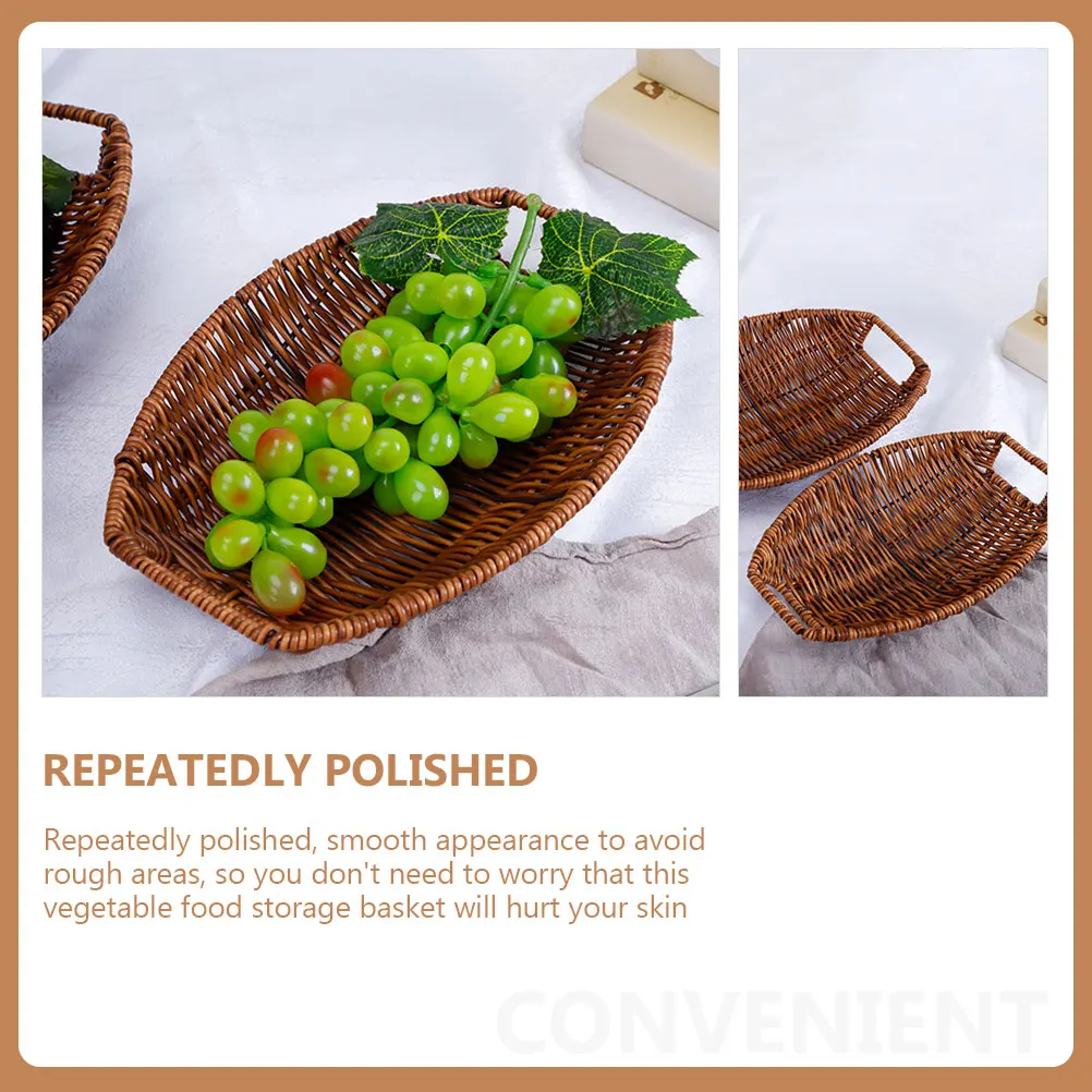

Imitation Rattan Bread Basket Vegetable Fruit Kitchen Storage Household Snacks PP Portable Long Lasting Smooth Food
