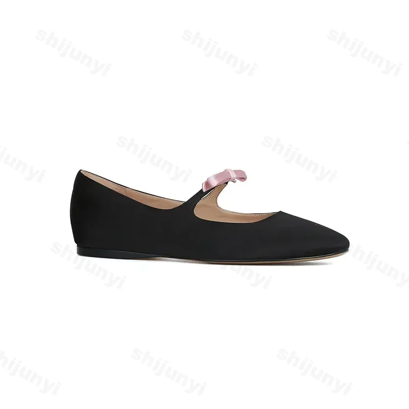 2025 New Square Toe Glossy Leather Flats Women Bowknot Mary Jane Shoes Female Red Dance Ballets Party Ball Bridal Wedding Shoes