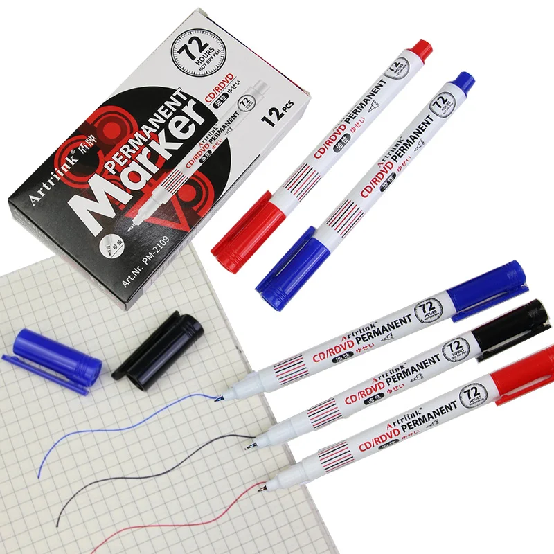 

12pcs Oily Marker 0.5mm/1.0mm Writing Line Not Easy To Stain and Fade for Product Markings Graffiti Painting Writing
