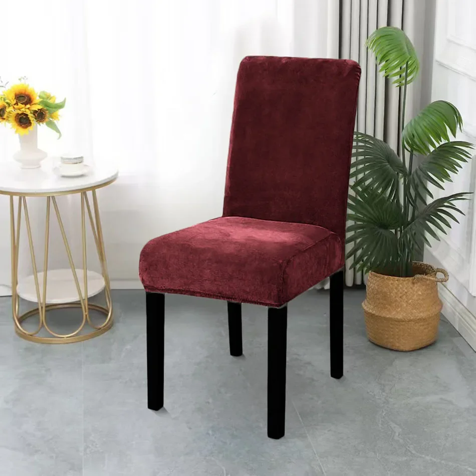 One Piece Chair Cover Dining Hotel Holiday Decoration Chair Cover Four Seasons Universal Velvet Elastic Chair Cover
