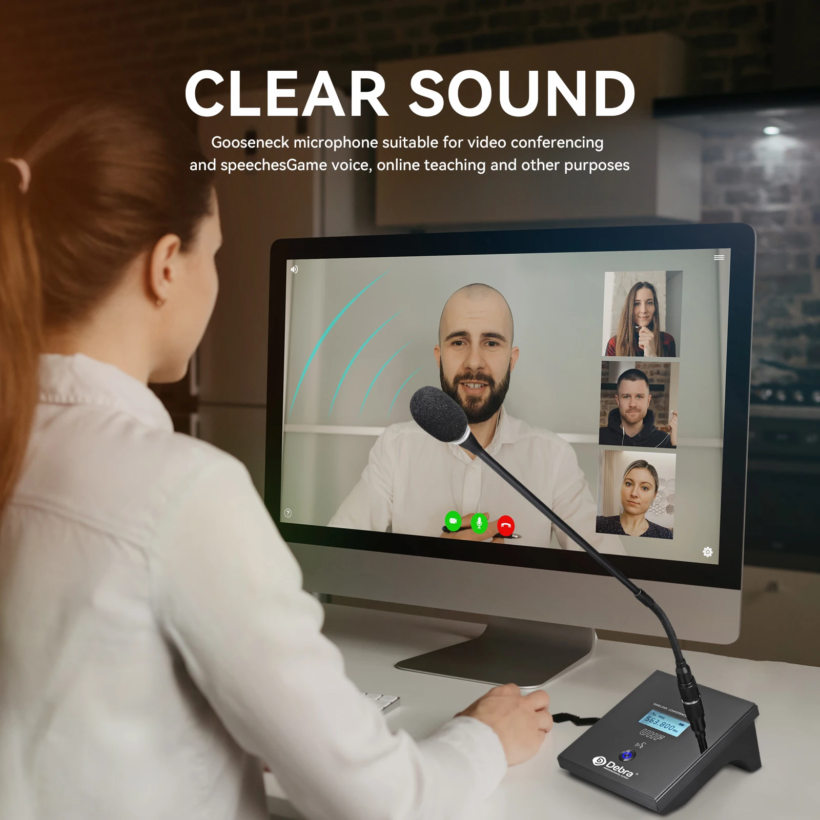 Debra R404 UHF Professional Wireless Microphone System with Conference/Lavalier/Headset Microphone for Stage, Host, Church