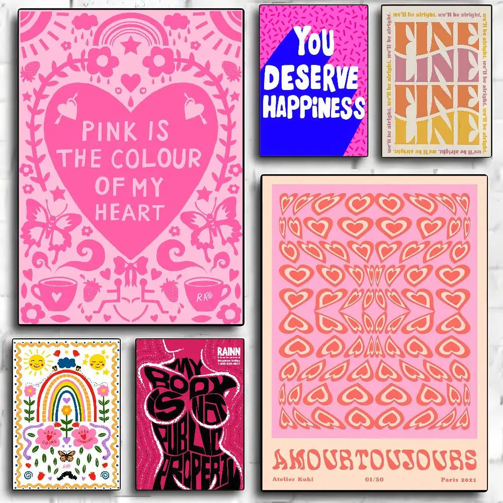 مجردة النسوية اللون رسالة ملصق فني مقاوم للماء HD الفن جدار صائق طباعة ذاتية اللصق. ديكور غرفة المنزل الجمالي للعيش #2