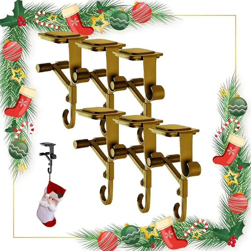 A84E-Garland Hooks Sock Hooks 2-In-1 Double-Layer Door Frame Fireplace Sock And Garland Hooks