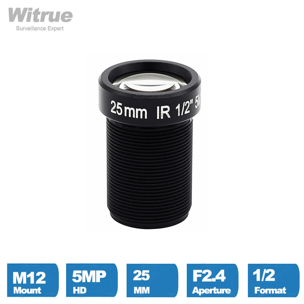 Witrue 5-megapikselowy obiektyw CCTV 25mm M12 mocowanie 1/2 cala widok na duże odległości dla 1080P/4MP/5MP kamera AHD kamery bezpieczeństwa IP