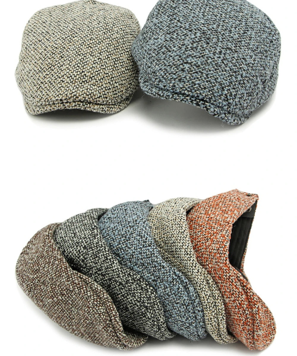 HT4571 Berets Frühling Herbst Winter Hut Kappe Männer Frauen Vintage Künstler Maler Baskenmütze Hut Gestrickte Ivy Flache Kappe Männlich Weiblich Baskenmütze Kappe – Detail 4