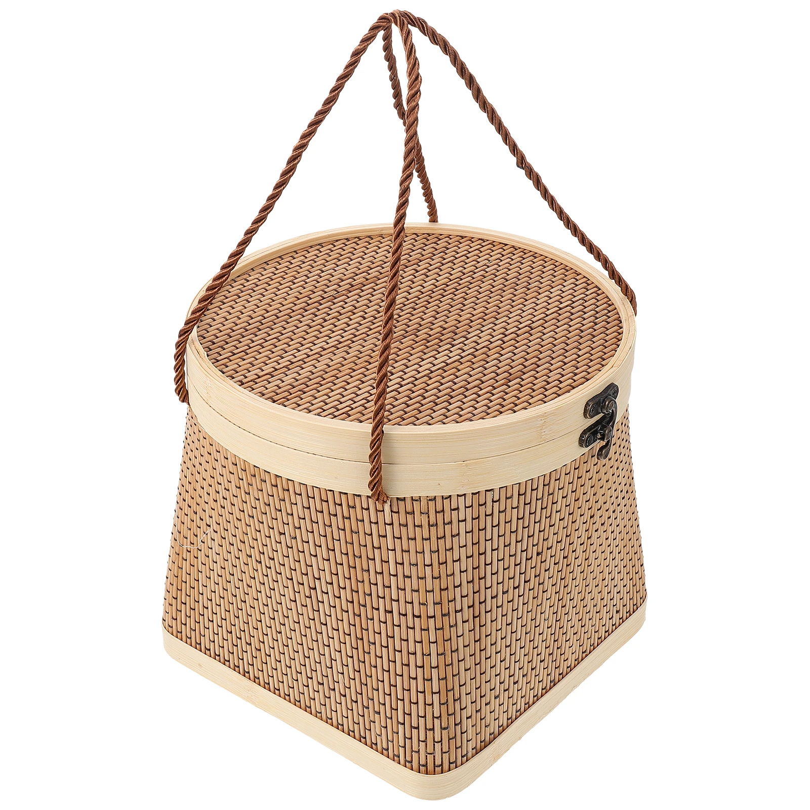 

Bamboo Basket H woven Containers for Food Gifts Storage Moon Cake Holder Egg Portable Household ganize