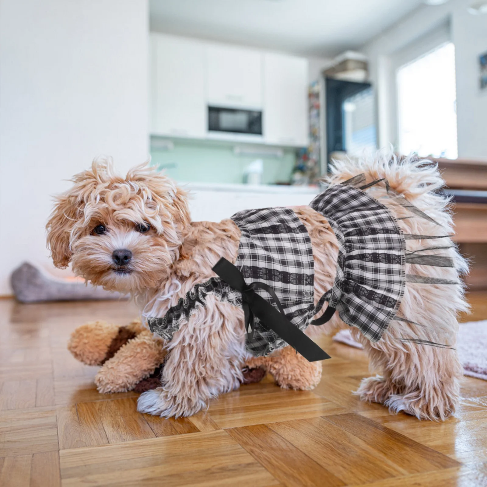 

Dog Plaid Dress with Bowknot - Cute Formal Pet Costume for Cats and Puppies - Spring Wedding Birthday Party Outfit Holiday Dog