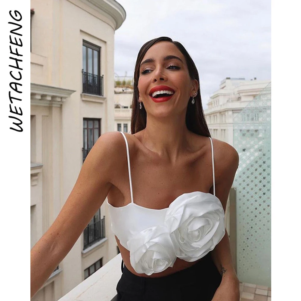

Летняя женская белая пикантная кофта жилет с трехмерными лепестками 2024 модная уличная одежда Y2K укороченные топы на молнии женские рубашки