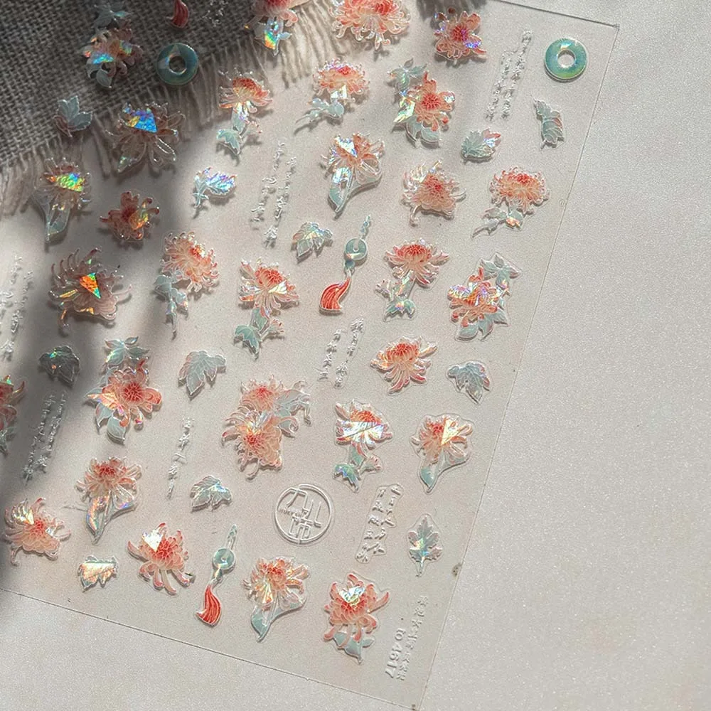 Nail Accessories Chinese New Year Nail Sticker 3D Pearl Bow Peony Flower New Year Snake Nail Decal Chinese Character Lion Dance