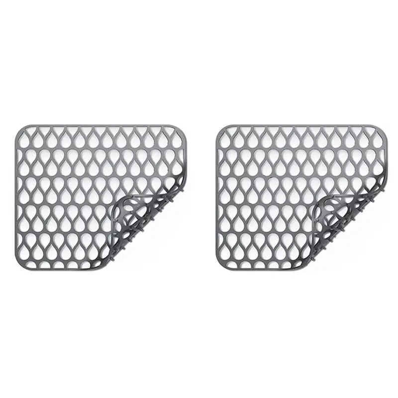 

BYBS-Silicone Sink Protectors For Kitchen, Folding Non-Slip Sink Mat Grid For Bottom Of Stainless Steel Porcelain Sink 2Pcs
